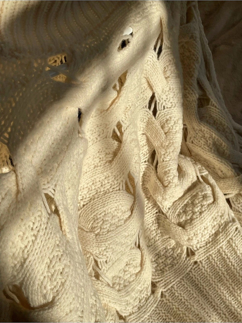 Open-Knit Turtleneck in Cream